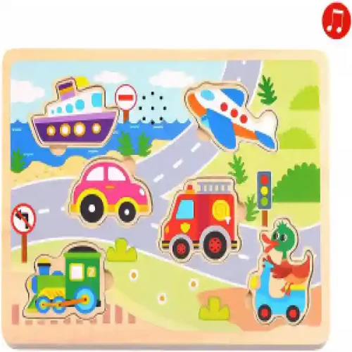Tooky Toy TL064 Puzzle din lemn cu sunet Transport