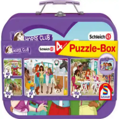 LIN5152 - Puzzle 2X60, 2X100, SCHLEICH: HORSE CLUB - PUZZLE BOX