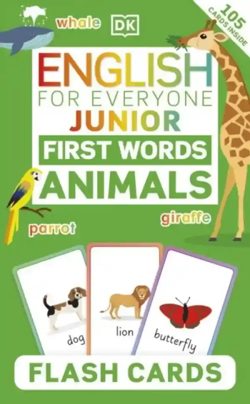 English for Everyone Junior: First Words Animals Flash Cards