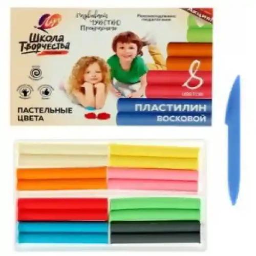 PLASTILINA 8 cul. Школа творчества 120gr. ЛУЧ (6)