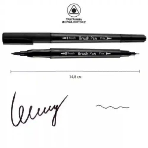 Marcator-acuarela dublu SANTI Brush Pen SW-27 black 391027 (6)