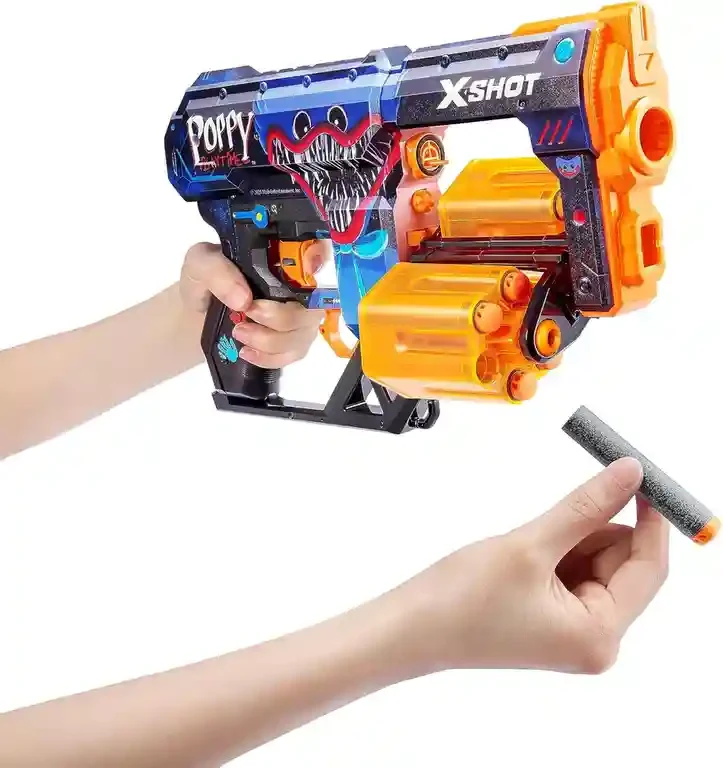 36649 Jucarie Pistol X-Shot Skins Flux, 8 cartuse, Poppy Playtime, S1, Zuru 2