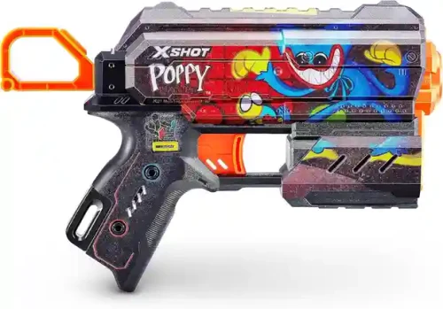 36649 Jucarie Pistol X-Shot Skins Flux, 8 cartuse, Poppy Playtime, S1, Zuru