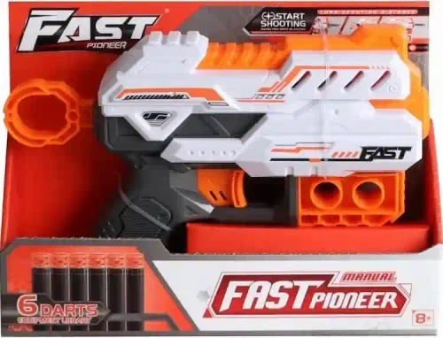 BH705 Blaster de jucarie manual cu gloante din spuma, 6 proiectile, Fast Pioneer