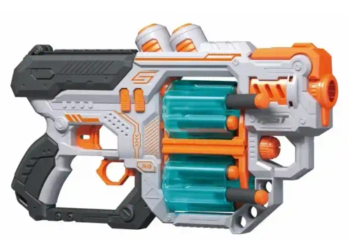 BH704 Blaster de jucarie manual cu gloante din spuma, 18 proiectile, 2 cilindre rotative, Fast Pioneer