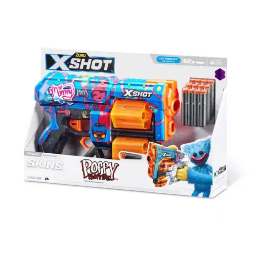 36662 Jucarie Pistol X-Shot Skins Menace, Poppy Playtime, 8 cartuse, S1, Zuru