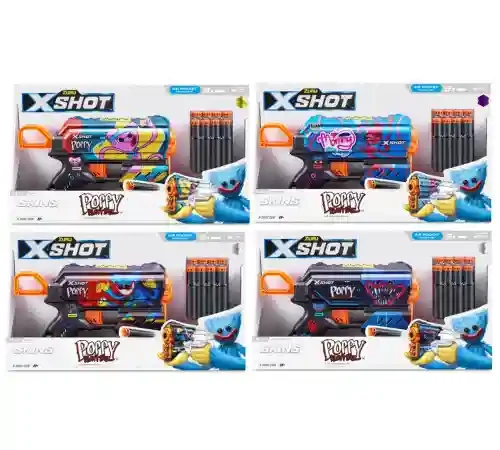 36662 Jucarie Pistol X-Shot Skins Menace, Poppy Playtime, 8 cartuse, S1, Zuru