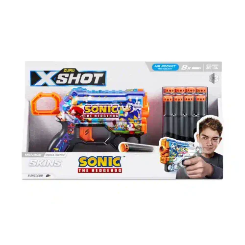 36679 Jucarie Pistol X-Shot Skins Menace, Sonic, 8 cartuse, S1, Zuru